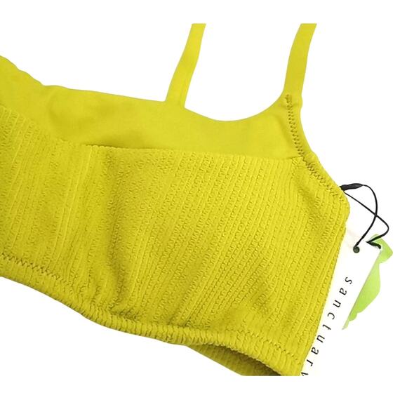 SANCTUARY SANDBAR SEAMED Green Yellow BRALETTE Swim BIKINI TOP Large - Picture 4 of 4